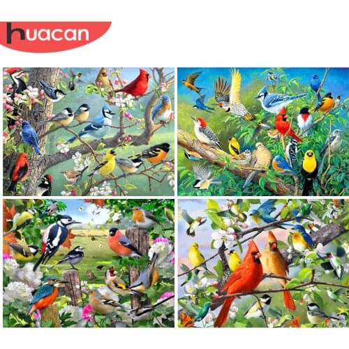 HUACAN Diamond Painting Bird Cross Stitch Full Square Round Drill Diamond Embroidery Animal Diamond Mosaic Handicraft Home Decor