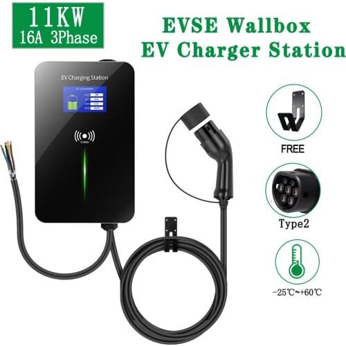 EV Car Battery Charger Electric Vehicle Charging Station Wallbox With Type 2 Plug 16A 3Phase 11KW IEC 62196-2 for BMW