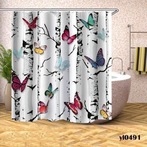 Butterfly Dragonfly Shower Curtains Waterproof Animal Bath Curtain For Bathroom Bathtub Large Wide Bathing Cover Tenda Da Doccia