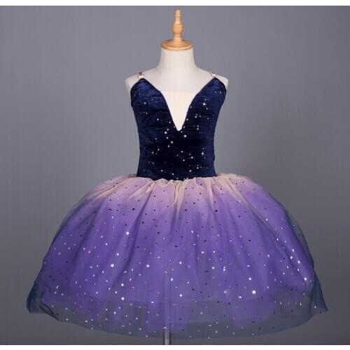 Purple Red Ballet Dress Children Ballet Dance Costume Sequins Performance Ballerina Dress Kids Ballet Tutu For Girls Kids