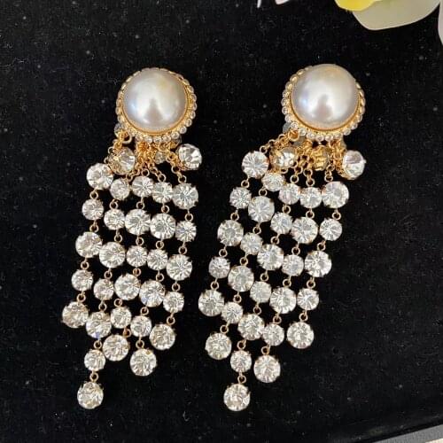 Long fashion European and American trend tassel ear clips