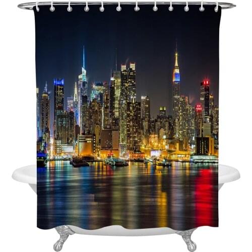 City Night View Shower Curtain Polyester Fabric Waterproof Shower Curtains Modern Bathroom Curtain