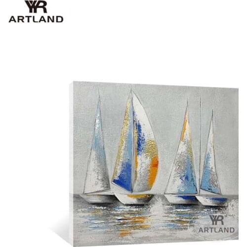 Guadro High quality Handmade oil painting on canvas sailboat seascenry home wall decoration pictures for living room bedroom