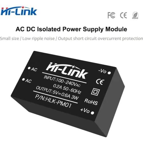Hi-Link Free Shipping 10pcs HLK-PM01 220V to 5V 3W 600mA Step Down Isolated Switching Power Supply Module AC DC Converter
