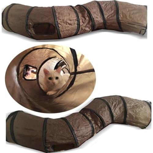 Cat Toys Tunnel Interactive Funny Pet Tunnels Play Tent Kitten Cube Crinkle Collapsible for Cats Peek and hide