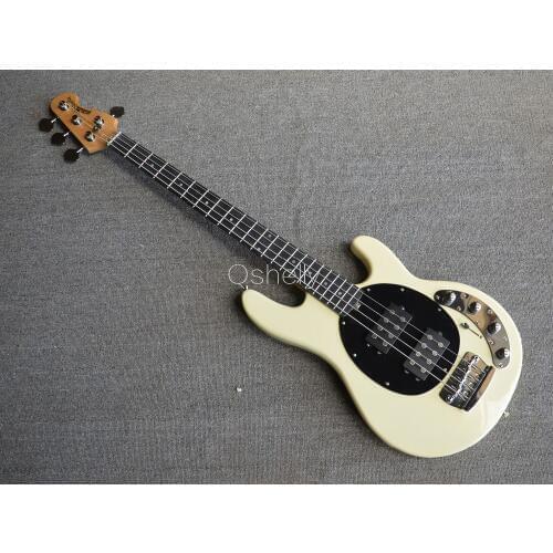 Quality QShelly custom cream StingRay 4 strings MC ebony fingerboard active wire electric bass guitar musical instruments shop