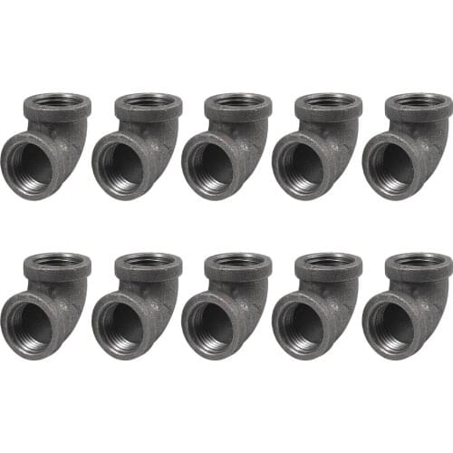 10 Packs Pipe Elbows Black Cast Iron Elbow Pipe Decor Pipe Fitting with Thread Hole for Vintage Retro Steampunk Industrial Elbow