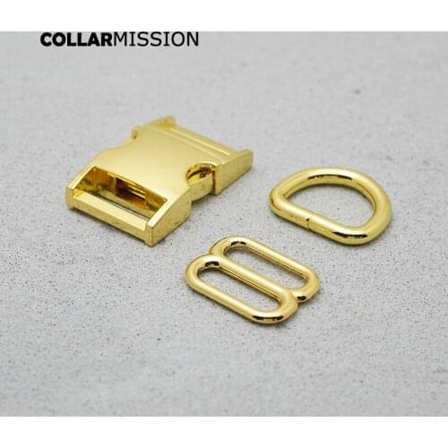 Metal Buckle (Metal Buckle+ Adjust Buckle+ D Ring)For Backpack 20mm Webbing Yellow Gold Accessory DIY Handmade Pet Collar leash
