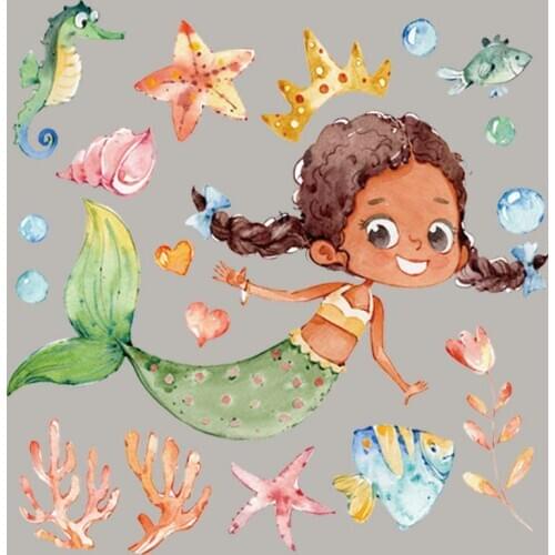 Cute Mermaid Patch Iron On Clothes Tops Heat Transfer Diy Vinyl Fashion Appliqued 3D Stickers Patch For Girl T-Shirt Dresses