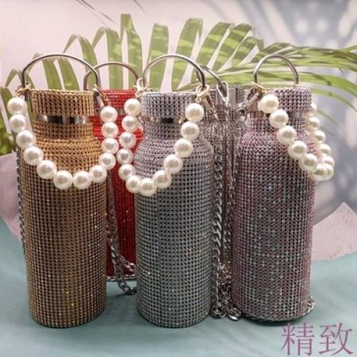 2021 New Diamond-Studded Large-Capacity Straight Insulation Cup Hanging Chain Tank Backpack 304 Stainless Steel Small Gifts