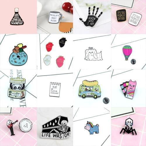 New Panda Puppy Hot Dog Van Do not want to work brooch child couple cute badge jewelry clothing backpack pendant gift