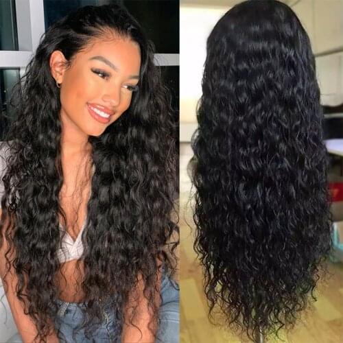 Beauty Queen Deep Wave Lace Closure Wig 13X4 Lace Front Wig 32 34 Inch Transparent Wigs Brazilian Natural Color Remy Human Hair