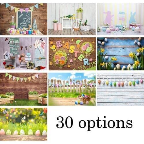 Spring Flowers Easter Eggs Wooden Planks Baby Photography Background Baby Easter Backdrop for Photographic Photo Studio Shoot
