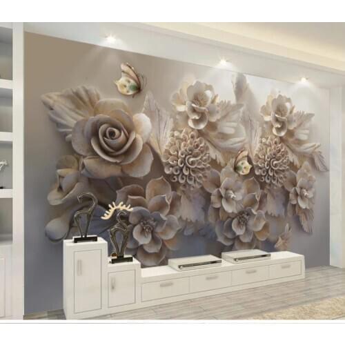 Custom photo wallpaper 3d mural wallpaper for walls 3 d Beautiful modern relief flower butterfly mural TV background wall papers