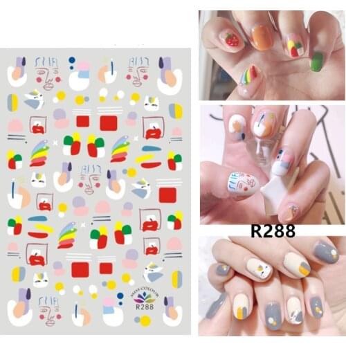 Self-adhesive 3D Stickers for Nails Colorful Colors Face Nail Art Decorations Small Size Fashion Stickers Women Girl Nail Foil