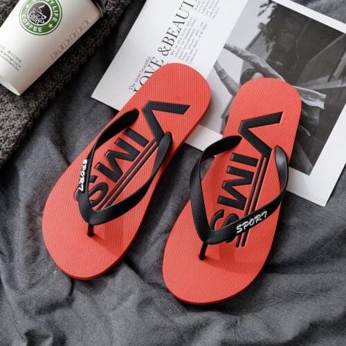 Men Summer Slippers Thick Solid Solid Color Large Bottom Letter Printed Herringbone Slides
