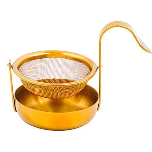 Stainless Steel Rotating Fine Tea Mesh Tea Strainer Tea Infuser With Handle Gold
