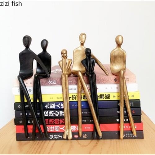 Golden Portrait Statue Abstract Art Desk Decoration Ornaments Figure Statuette Crafts Metal Figurines Home Decoration Modern