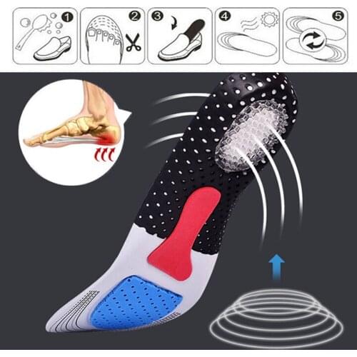 Unisex Solid Silicone Gel Insoles Foot Care for Plantar Fasciitis Heel Spur Sport Shoe Pad Insoles Arch Orthopedic Insole 1pair