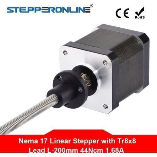 Nema 17 External Linear Stepper Motor 48mm Stack 1.68A Lead 8mm/0.31496" Lead Screw Length 200mm
