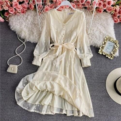 Winter Vintage Print Long Sleeve Dress Spring Women New Casual V Neck Slim Patchwork Cake Dress Elegant Party Vestidos