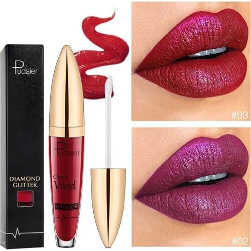 1Pcs Diamond Glitter Liquid Lipstick Non-Stick Cup Nutritious Matte Pigment Waterproof Easy To Carry Beauty 18 Colors Lip Makeup