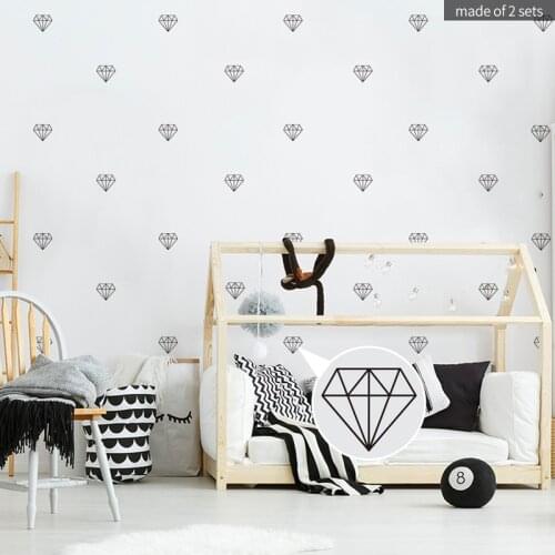 24pcs Geometric Diamond DIY Wall Stickers PVC Home Nursery Mural Decal Removable Boys Room Living Room TV Sofa Background Decor