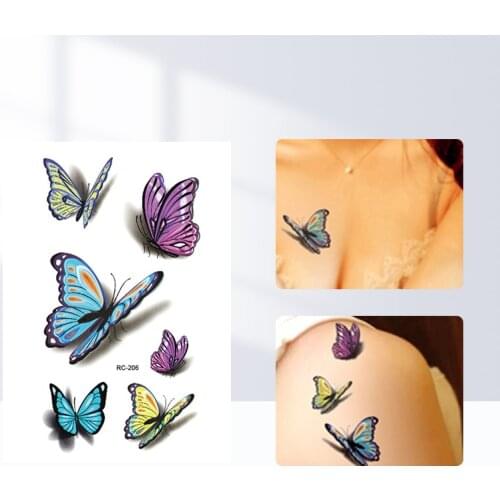 AACAR 1 pcs Elegant 3D Butterfly Body Tattoo Stickers Waterproof Flash Tattoo 10*6cm