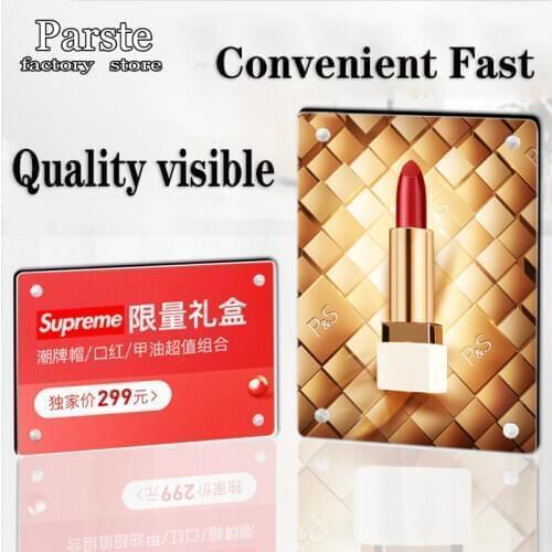Acrylic Transparent Strong Magnetic Flat Sticker Price Tag Shopping Mall Supermarket Hotel Counter Black Noble Display Stand