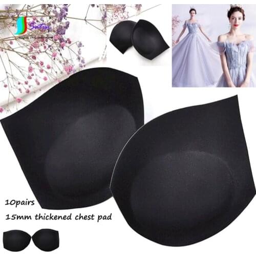 Black White 15mm Thick Top Thin Below Thick Adjustable Sponge Chest Pad Wedding Evening Dress Suspender Enlarged Invisible Bra