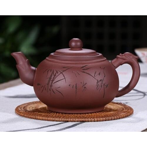 Chinese Yixing teapot purple clay tea pot handmade unique shape purple casserole household Dahongpao Tieguanyin tea set 450ml