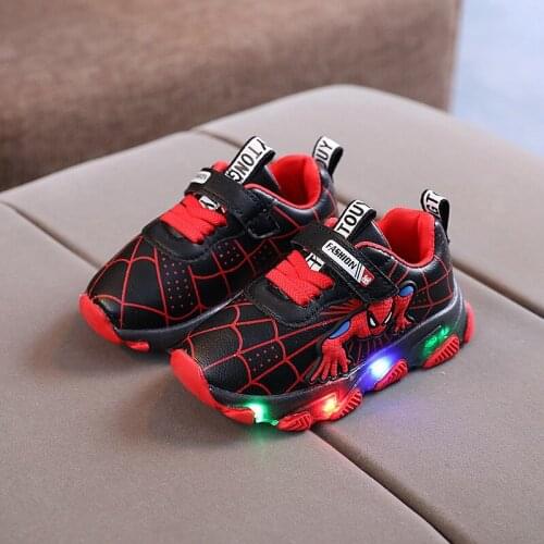 Disney Womens sports shoes cartoon spiderman boy casual shoes sports shoes non-slip soft bottom breathable Size 21-30