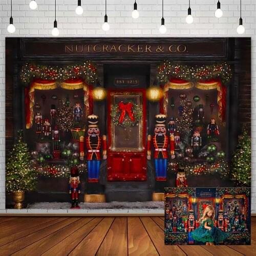 Merry Christmas Tree Backdrop Wooden Doll Soldier Toy Store Retro Kid Photography Background Photo Studio Photophone Decor Props