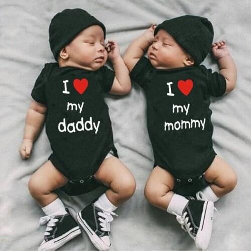 I Love My Daddy Mommy cute Boys Girls Romper Infant Cotton Toddler Body Baby Short Sleeve Jumpsuit Clothes Twin Baby Clothes