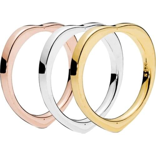 Hot Sale Heart-Shaped Arc Of Love Couples Finger Ring Fashion Simple Wedding Rings For Woman Engagement Jewelry Dropshipping