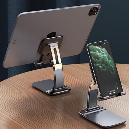 GTWIN Foldable Desk Phone Holder Stand For iPhone 12 iPad Xiaomi Adjustable Gravity Metal Table Desktop Cell Smartphone Stand