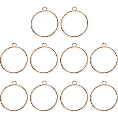 10Pcs Round Pendant Press Flower DIY UV Resin Blank Frame Bezel Jewelry Making AXYD
