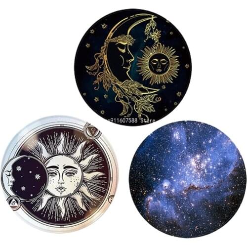 Mandala Sun and Moon Round Carpet Non-slip Entrance Mat Door Floor Living Room Decoration Carpet Bedroom Childrens Play Mat