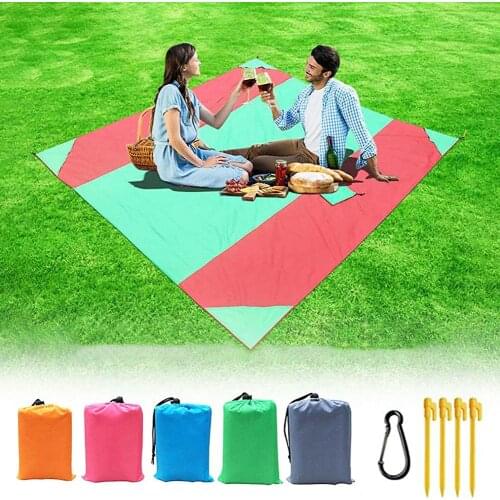 Multipurpose Color Block Waterproof Folding Outdoor Portable Picnic Blanket Pocket Camping Ground Mat Mattress Beach Cushion Mat