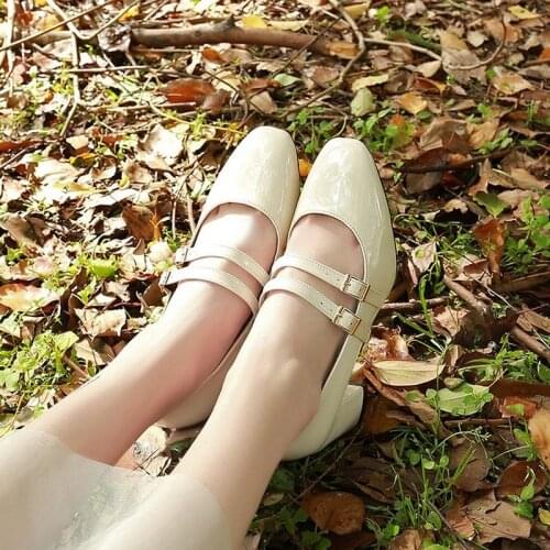 Fashion High Heels Pumps Spring Summer Mary Jane Square Toe Shoes For Women Genuine Leather Wedding Basic Shoes Woman