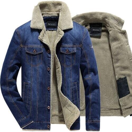 2019 Winter Men Denim Jacket Mens Fashion Casual Jeans Jacket Warm Thick Denim Coat Male Fur Collar Bomber Coats Outerwear Q6240