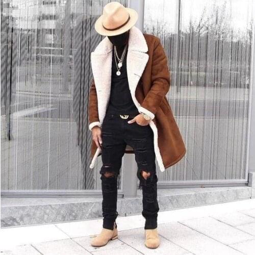Men Jacket Fashion Wool Warm Winter Casual Thicker Long Trench Outwear Button Smart Overcoat Coats Outdoor Jacket