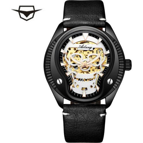 Men Watch Cool Creative Watch Brand Luxury Black Steel Male Clock Skull Style Automatic mechanical watch relogio masculino