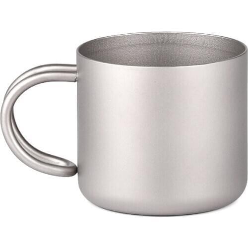 Outdoor Camping Portable Pure Titanium Double-Layer Cup Heat Resistant Household Single Coffee Cup 110Ml with Handle
