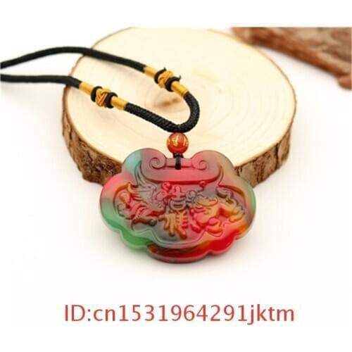 Gifts Carved Dragon Necklace Jade Men Pendant Women Fashion Jewelry Amulet Charm Chinese Jadeite Natural Phoenix Color for Hand