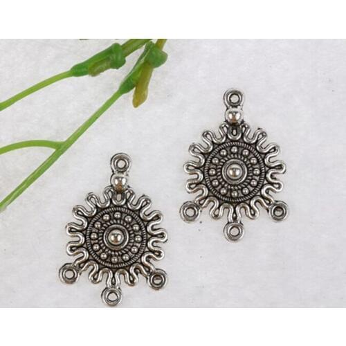 Vintage Silver Flower Three Holes Charms Pendant For Jewelry Making Bracelet Necklace Earrings Handmade Accessories Hot A850