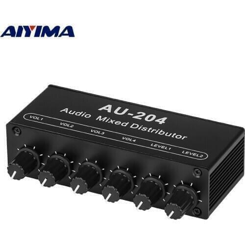 AIYIMA Stereo headphone Mixer Distributor for headphone External Power AMP Volume independent control DC5-19V 2 inputs 4 outputs