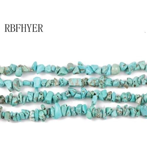 RBFHYER Irregular Blue Turquoise Gravel beads Loose spacers beads 4mm~10mm For Jewelry bracelet making DIY accessories Wholesale