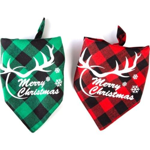 KatuPet Merry Christmas Dog Cat Bandana Dog Accesseries Pet Product Gift for Dog Bandage Bandana Collar Red Plaid