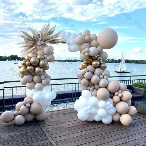 DIY Boho Wedding Decoration Balloon Arch Matte White Doubled Apricot Balloon Garland Kit Birthday Party Baby Shower Decor 176pcs